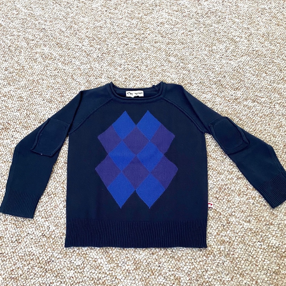 Appaman Boys Navy Blue Argyle Sweater